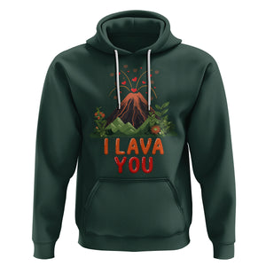 Funny Volcano Valentine Hoodie I Lava You Love Wordplay Joke TS02 Dark Forest Green Printyourwear