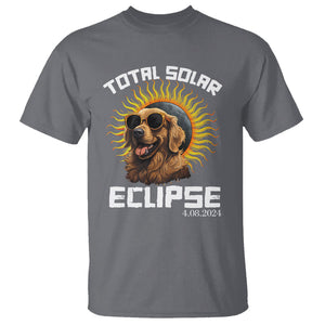 Total Solar Eclipse T Shirt Golden Retriever April 8 2024 TS02 Charcoal Printyourwear