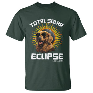 Total Solar Eclipse T Shirt Golden Retriever April 8 2024 TS02 Dark Forest Green Printyourwear