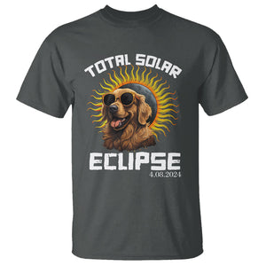 Total Solar Eclipse T Shirt Golden Retriever April 8 2024 TS02 Dark Heather Printyourwear