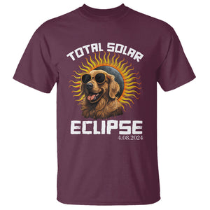 Total Solar Eclipse T Shirt Golden Retriever April 8 2024 TS02 Maroon Printyourwear