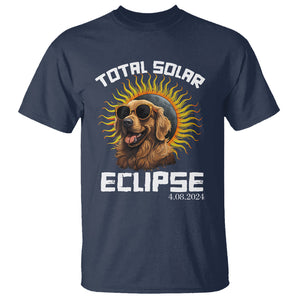 Total Solar Eclipse T Shirt Golden Retriever April 8 2024 TS02 Navy Printyourwear