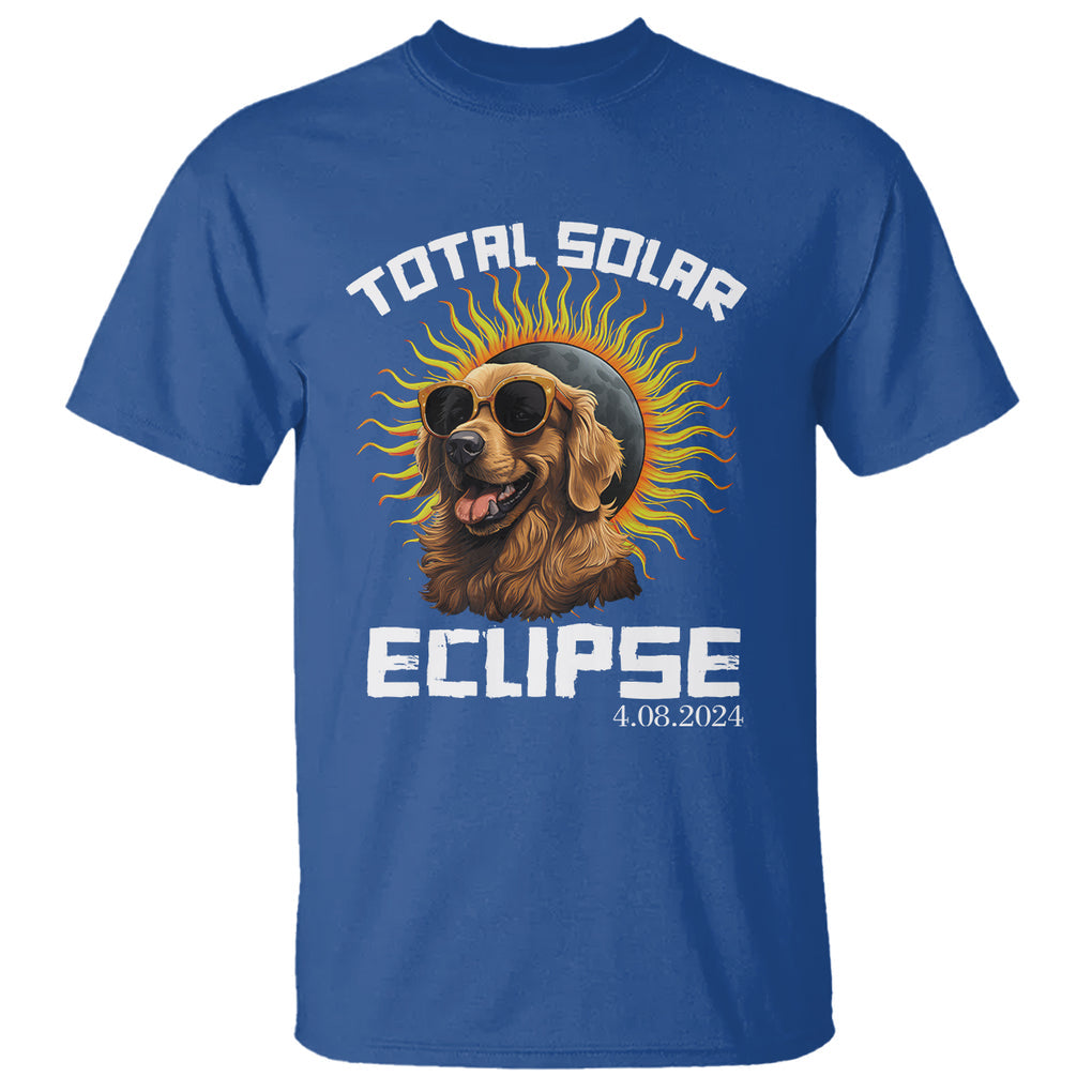 Total Solar Eclipse T Shirt Golden Retriever April 8 2024 TS02 Royal Blue Printyourwear