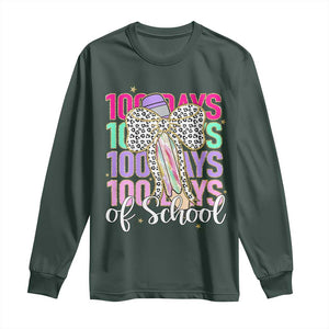 Retro Coquette 100 Days Of School Long Sleeve Shirt for Schoolgirls Teacher TS02 Dark Forest Green Print Your Wear