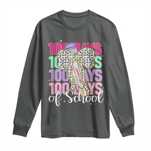 Retro Coquette 100 Days Of School Long Sleeve Shirt for Schoolgirls Teacher TS02 Dark Heather Print Your Wear