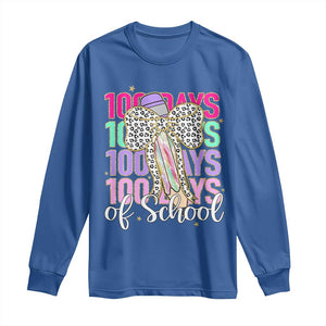 Retro Coquette 100 Days Of School Long Sleeve Shirt for Schoolgirls Teacher TS02 Royal Blue Print Your Wear