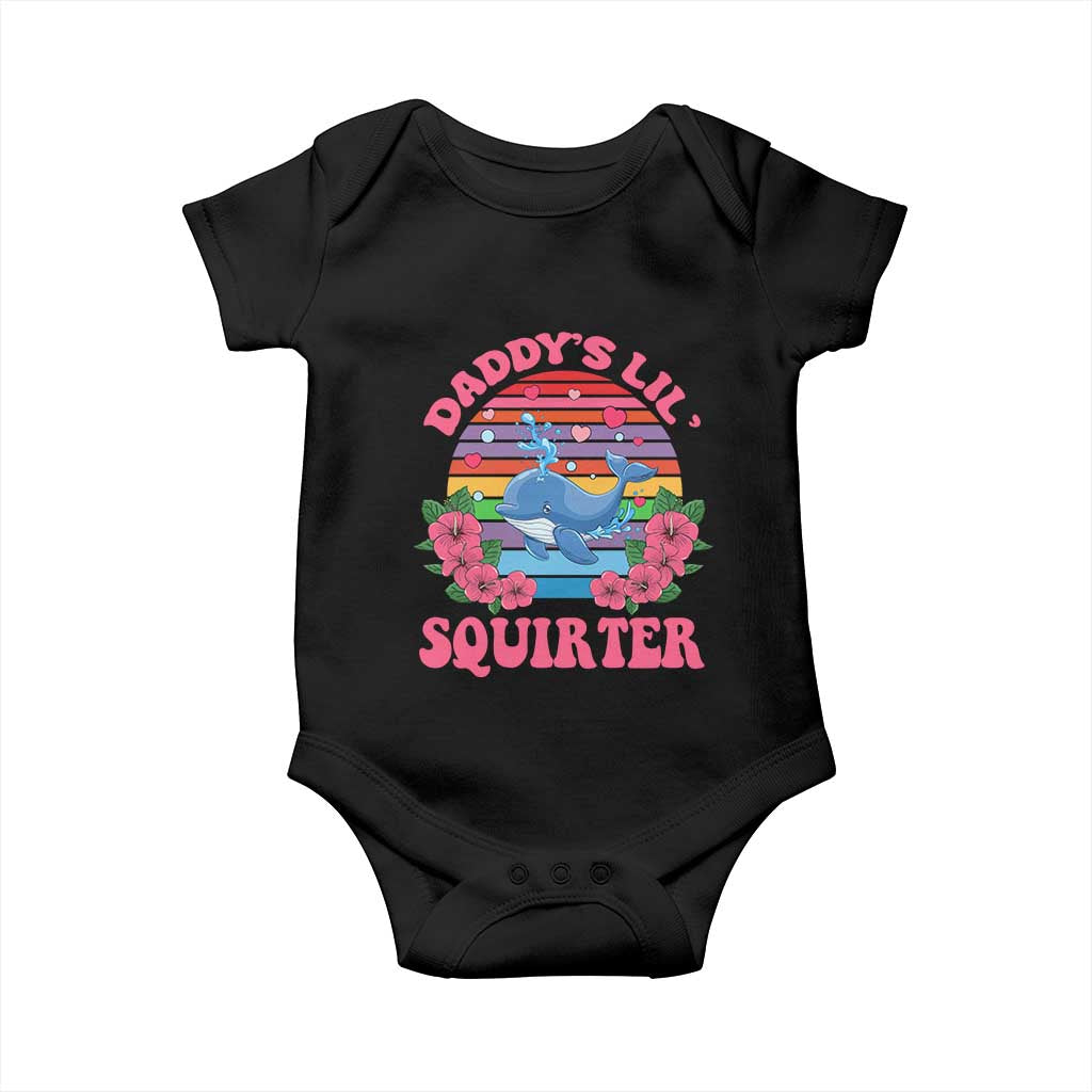 Funny Daddy's Lil Squirter Baby Onesie Cute Whale Inappropriate Embarrassing Adult Joke TS02 Black Print Your Wear