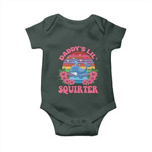 Funny Daddy's Lil Squirter Baby Onesie Cute Whale Inappropriate Embarrassing Adult Joke TS02 Dark Forest Green Print Your Wear