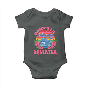 Funny Daddy's Lil Squirter Baby Onesie Cute Whale Inappropriate Embarrassing Adult Joke TS02 Dark Heather Print Your Wear