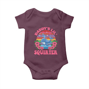 Funny Daddy's Lil Squirter Baby Onesie Cute Whale Inappropriate Embarrassing Adult Joke TS02 Maroon Print Your Wear