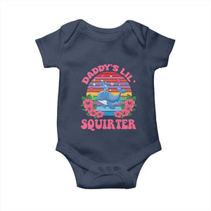 Funny Daddy's Lil Squirter Baby Onesie Cute Whale Inappropriate Embarrassing Adult Joke TS02 Navy Print Your Wear