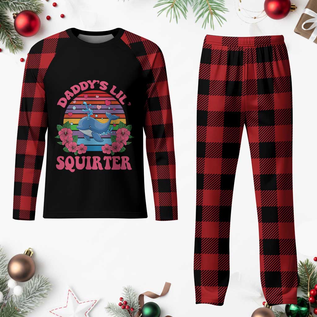 Funny Daddy's Lil Squirter Plaid Pajama Set Cute Whale Inappropriate Embarrassing Adult Joke TS02 Buffalo Plaid Print Your Wear
