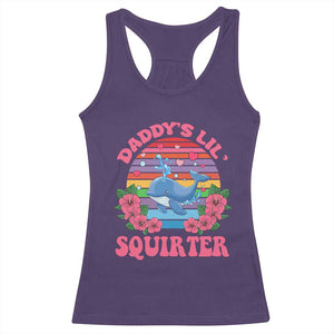 Funny Daddy's Lil Squirter Racerback Tank Top Cute Whale Inappropriate Embarrassing Adult Joke TS02 Purple Print Your Wear