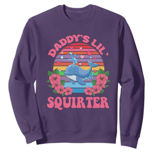 Funny Daddy's Lil Squirter Sweatshirt Cute Whale Inappropriate Embarrassing Adult Joke TS02 Purple Print Your Wear