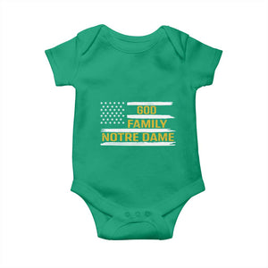 God Family Notre Dame Baby Onesie Indiana Fighting Irish Patriotic American Flag TS02 Irish Green Print Your Wear