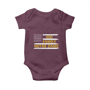 God Family Notre Dame Baby Onesie Indiana Fighting Irish Patriotic American Flag TS02 Maroon Print Your Wear