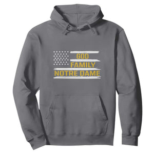 God Family Notre Dame Hoodie Indiana Fighting Irish Patriotic American Flag TS02 Charcoal Print Your Wear