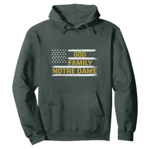 God Family Notre Dame Hoodie Indiana Fighting Irish Patriotic American Flag TS02 Dark Forest Green Print Your Wear