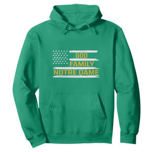 God Family Notre Dame Hoodie Indiana Fighting Irish Patriotic American Flag TS02 Irish Green Print Your Wear