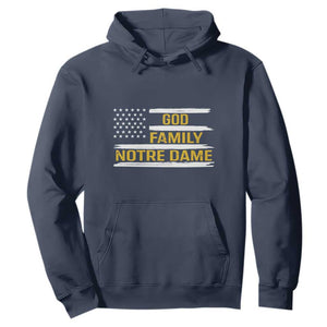 God Family Notre Dame Hoodie Indiana Fighting Irish Patriotic American Flag TS02 Navy Print Your Wear