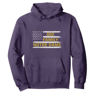 God Family Notre Dame Hoodie Indiana Fighting Irish Patriotic American Flag TS02 Purple Print Your Wear