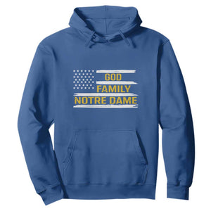 God Family Notre Dame Hoodie Indiana Fighting Irish Patriotic American Flag TS02 Royal Blue Print Your Wear