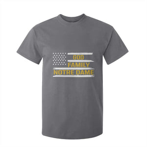 God Family Notre Dame T Shirt For Kid Indiana Fighting Irish Patriotic American Flag TS02 Charcoal Print Your Wear