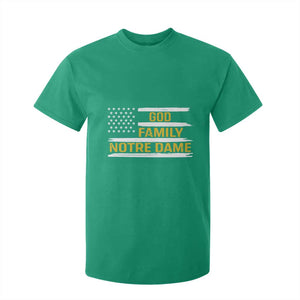 God Family Notre Dame T Shirt For Kid Indiana Fighting Irish Patriotic American Flag TS02 Irish Green Print Your Wear