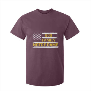 God Family Notre Dame T Shirt For Kid Indiana Fighting Irish Patriotic American Flag TS02 Maroon Print Your Wear