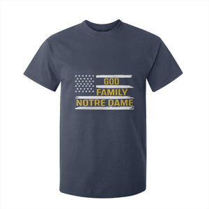 God Family Notre Dame T Shirt For Kid Indiana Fighting Irish Patriotic American Flag TS02 Navy Print Your Wear