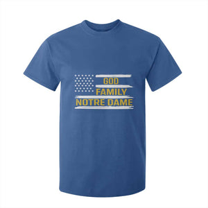 God Family Notre Dame T Shirt For Kid Indiana Fighting Irish Patriotic American Flag TS02 Royal Blue Print Your Wear