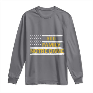 God Family Notre Dame Long Sleeve Shirt Indiana Fighting Irish Patriotic American Flag TS02 Charcoal Print Your Wear