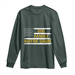 God Family Notre Dame Long Sleeve Shirt Indiana Fighting Irish Patriotic American Flag TS02 Dark Forest Green Print Your Wear