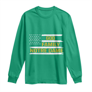 God Family Notre Dame Long Sleeve Shirt Indiana Fighting Irish Patriotic American Flag TS02 Irish Green Print Your Wear