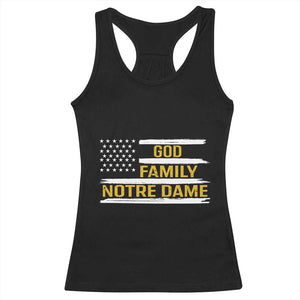 God Family Notre Dame Racerback Tank Top Indiana Fighting Irish Patriotic American Flag TS02 Black Print Your Wear