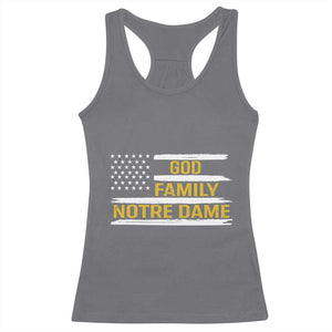 God Family Notre Dame Racerback Tank Top Indiana Fighting Irish Patriotic American Flag TS02 Charcoal Print Your Wear