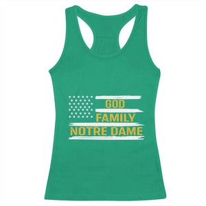 God Family Notre Dame Racerback Tank Top Indiana Fighting Irish Patriotic American Flag TS02 Irish Green Print Your Wear