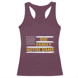 God Family Notre Dame Racerback Tank Top Indiana Fighting Irish Patriotic American Flag TS02 Maroon Print Your Wear