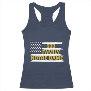 God Family Notre Dame Racerback Tank Top Indiana Fighting Irish Patriotic American Flag TS02 Navy Print Your Wear