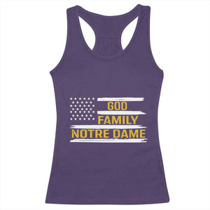 God Family Notre Dame Racerback Tank Top Indiana Fighting Irish Patriotic American Flag TS02 Purple Print Your Wear