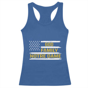 God Family Notre Dame Racerback Tank Top Indiana Fighting Irish Patriotic American Flag TS02 Royal Blue Print Your Wear