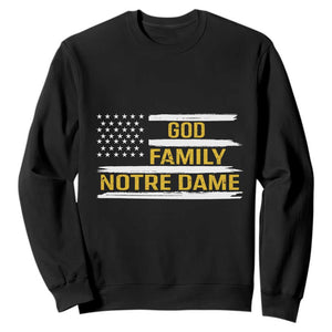 God Family Notre Dame Sweatshirt Indiana Fighting Irish Patriotic American Flag TS02 Black Print Your Wear