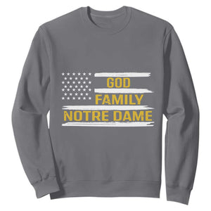 God Family Notre Dame Sweatshirt Indiana Fighting Irish Patriotic American Flag TS02 Charcoal Print Your Wear