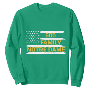 God Family Notre Dame Sweatshirt Indiana Fighting Irish Patriotic American Flag TS02 Irish Green Print Your Wear