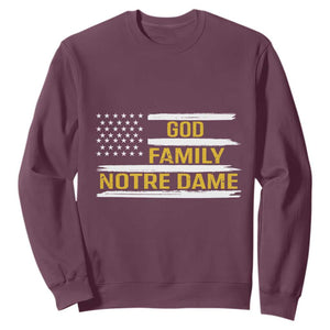 God Family Notre Dame Sweatshirt Indiana Fighting Irish Patriotic American Flag TS02 Maroon Print Your Wear