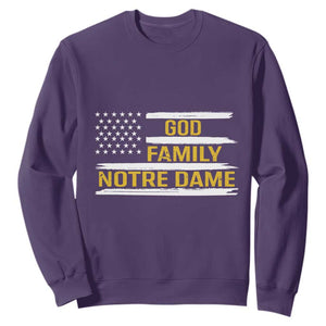 God Family Notre Dame Sweatshirt Indiana Fighting Irish Patriotic American Flag TS02 Purple Print Your Wear