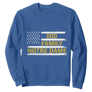 God Family Notre Dame Sweatshirt Indiana Fighting Irish Patriotic American Flag TS02 Royal Blue Print Your Wear