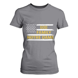 God Family Notre Dame T Shirt For Women Indiana Fighting Irish Patriotic American Flag TS02 Charcoal Print Your Wear