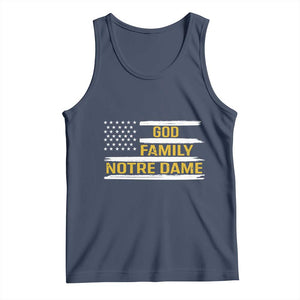 God Family Notre Dame Tank Top Indiana Fighting Irish Patriotic American Flag TS02 Navy Print Your Wear