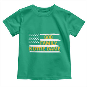 God Family Notre Dame Toddler T Shirt Indiana Fighting Irish Patriotic American Flag TS02 Irish Green Print Your Wear